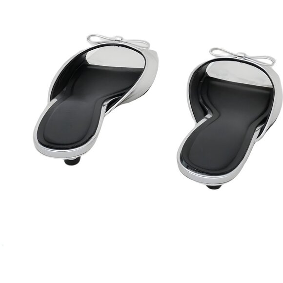 Steve Madden Silver Mirror Patent Leather Kitten Heel Slides Size 7 M - Picture 3 of 6